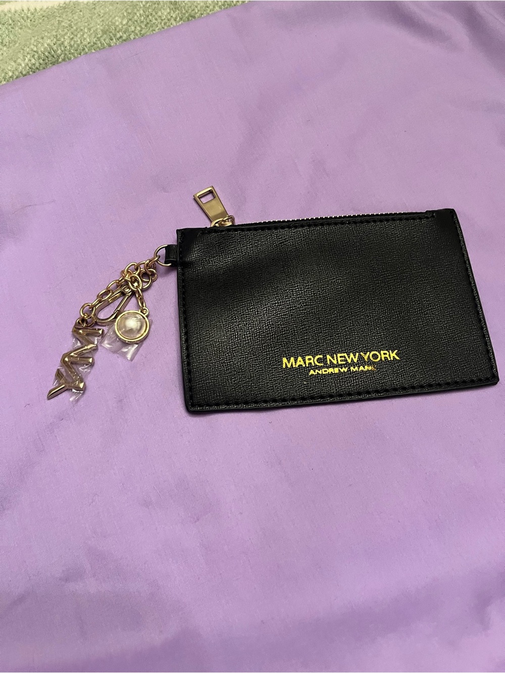 Marc New York Black Card & Zip Pouch with Gold Charm